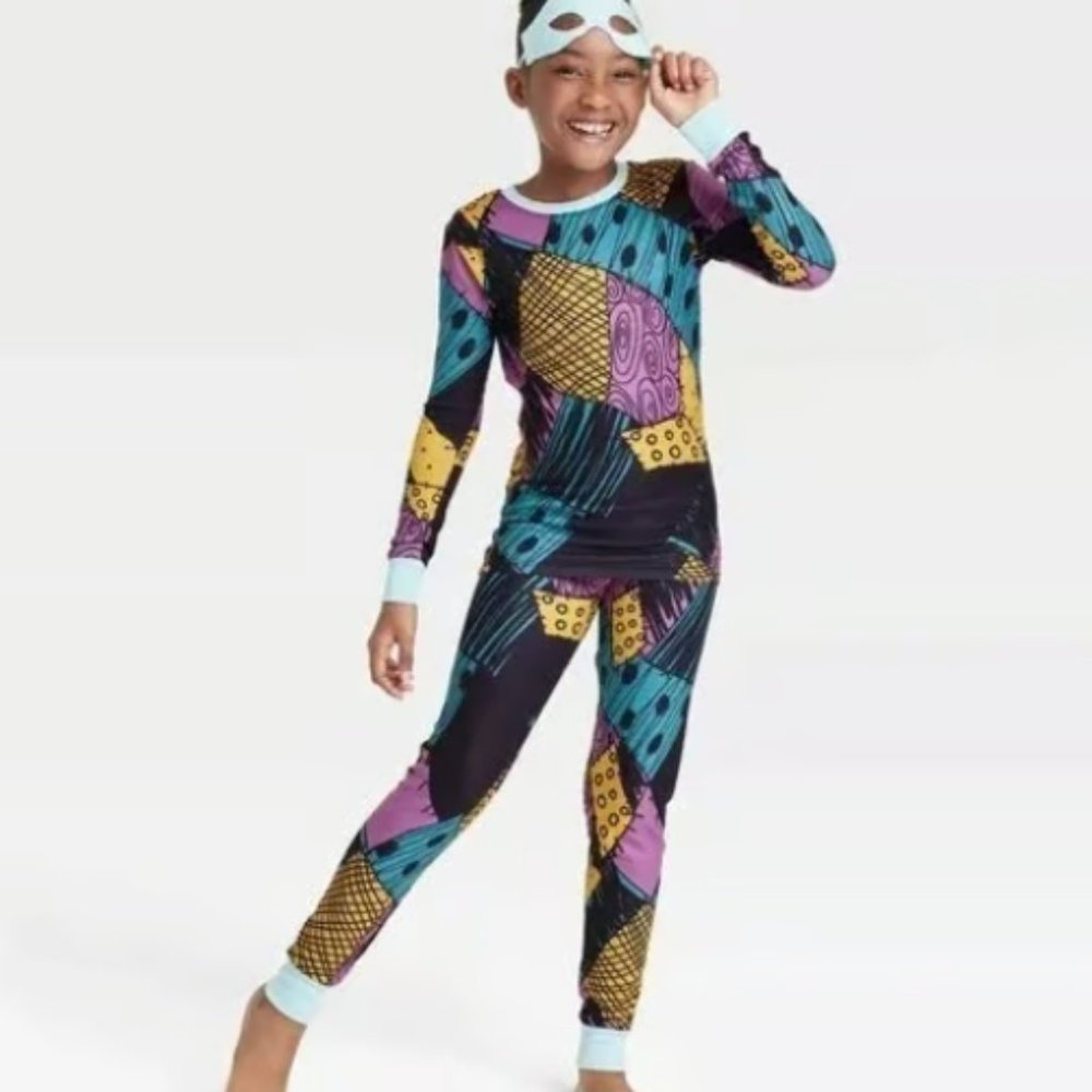 Girls Disney Nightmare Before Christmas Sally Costume Pajamas Mask Size 12